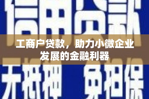 霞浦工商户贷款，助力小微企业发展的金融利器