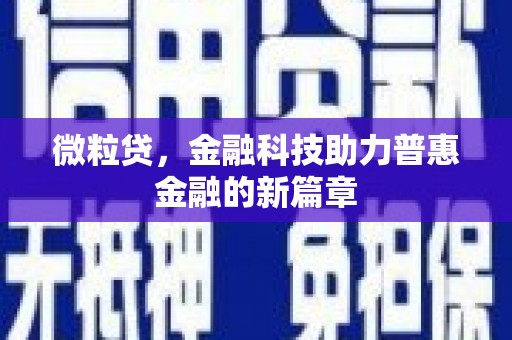 霞浦微粒贷，金融科技助力普惠金融的新篇章